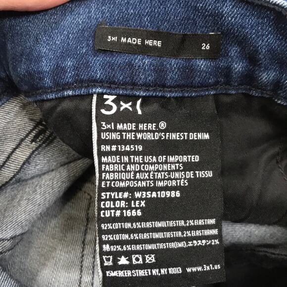 3x1 Straight Leg Authentic High Rise Denim Jean in Lex Dark Wash 26 / 2 - Picture 5 of 9